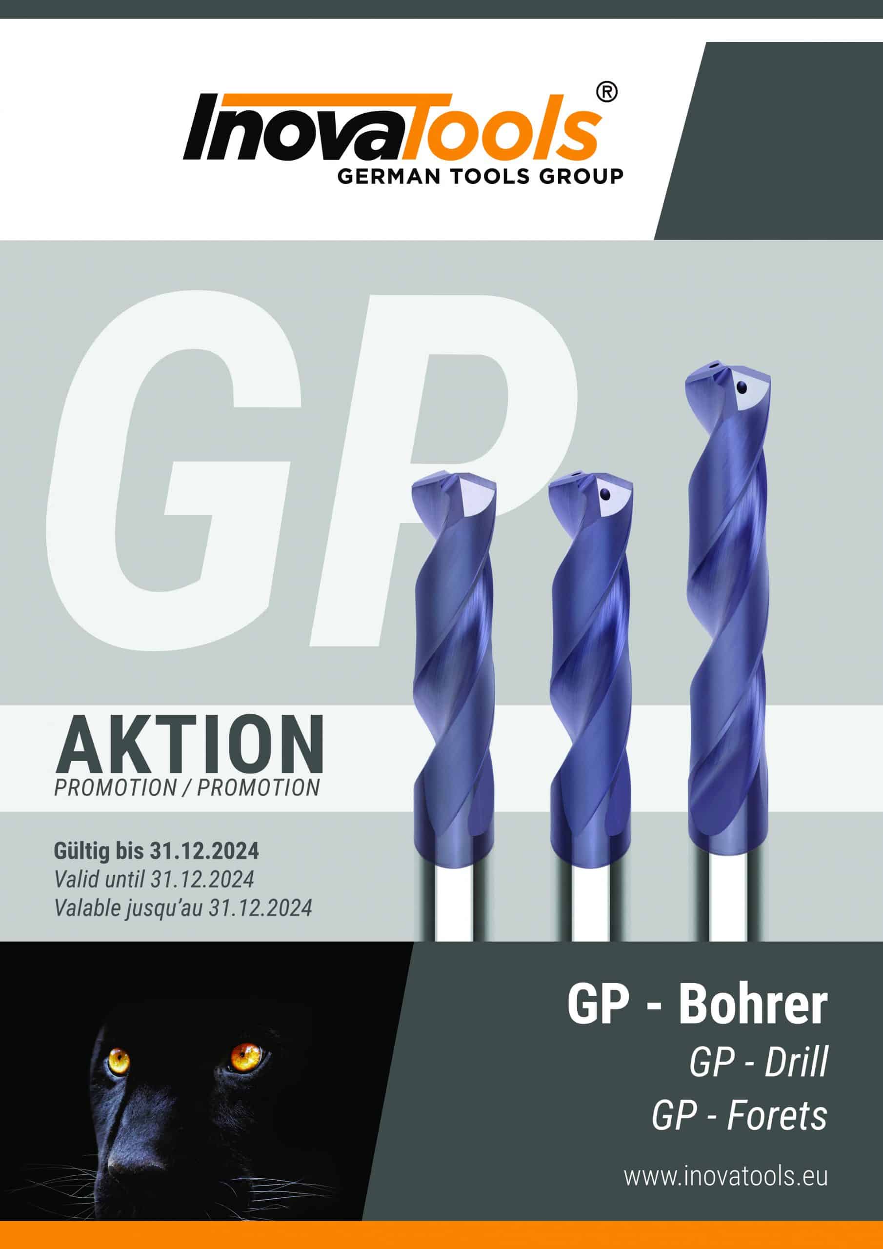 Brochure over GP (General Purpose) boren, met toepassingen voor diverse materialen, voorzien van hoogwaardige hardmetalen boren met interne koeling voor betere prestaties